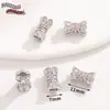 Cobre Chapado en Oro de 14K con Diamantes, Espaciadores Pequeños Giratorios de Doble Capa para Cintura, Cierre de Tornillo Giratorio de Oro Blanco Conector de Perla