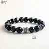 Pulseira de Obsidiana Prateada para Homens e Mulheres, Temperamento Totêmico, Design Estilo Tibetano Merade, Sensação Fashion de Alto Padrão, Joia de Mão Pulseira
