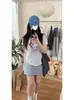 2026 Nuevo Estilo Japonés Lindo Dulce Estampado de Gato KT Camiseta de Manga Corta para Mujer Verano Holgada Versátil Cuello Redondo Top Moderno