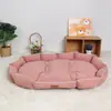 Cama para Perro Transfronteriza con Alfombrilla de Gamuza Sintética, Cama para Dormir para Perros Medianos y Grandes, Forma Ovalada, Resistente a Mordeduras, Adecuada para Todas las Estaciones, Cálida