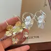 Pendientes de Borla de Cristal con Flor 3D de Lujo Super Hada Pendientes de Botón con Sentido de Alta Gama y Temperamento Pendientes de Moda con Sentido de Diseño Accesorios