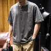 Camiseta Retro Japonesa de Algodão com Bambu de Manga Curta para Homens, Verão Solta com Gola Henley, Tamanho Grande Versátil Tendência de Manga Meia-Manga