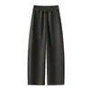 Pantalones casuales versátiles de moda personalizados para el trabajo, principios de otoño 2026, elásticos, de cintura alta, holgados, fluidos, adelgazantes, de pierna ancha