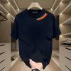 Camiseta Marca de Moda de Alta Gama Manga Corta para Hombre Verano 2025 Nueva Ins Suelta Delgada Cuello Redondo Algodón Puro Guapo Top Camiseta