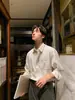 Camisa Retro Americana de Alta Gama a Rayas de Manga Larga con Cuello Clásico, Estilo Pareja, Corte Holgado Casual, Prenda Básica Versátil