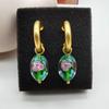 Pendientes Europeos y Americanos de Nuevo Diseño Retro con Sensación de Gota de Agua de Vidrio Coloreado Hecho a Mano Pendientes de Círculo de Verano Pendientes Elegantes para Mujer