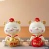 Figura Creativa Linda de Maneki-neko con Cabeza Oscilante Decoración para Escritorio de Oficina en Casa Artesanía de Resina Recuerdo Regalo
