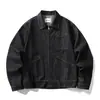 Chaqueta de mezclilla retro de moda estilo japonés Rumeng con costuras visibles, unisex, de otoño, corte holgado, ropa de trabajo, chaqueta casual para pareja