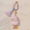 Pingente de Fivela de Argola com Borla de Cabaça de Brocado Song Estilo Chinês, Chaveiro Dourado com Areia Conserva Cor, Acessório Charme para Bolsa