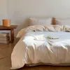 Juego de Cama Jacquard Teñido en Hilo 100% Algodón Hilo de Algodón Lavado Clase A Juego de Cuatro Piezas Sábana de Algodón Puro Funda de Edredón Estilo Sábana Ajustable Productos Ropa de Cama
