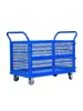 Carrito de Rotación de Materiales, Carrito de Entrega Rápida, Carrito de Valla para Guardería, Carrito Empujado a Mano, Carrito de Transporte con Cubierta de Placa de Hierro, Carrito Pequeño con Barandillas