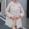 Nuevo Otoño e Invierno Moda Transfronteriza Adhesivo Chaqueta Ligera de Plumón para Mujer de Largo Medio Adelgazante Chaqueta Ligera de Plumón de Pato Blanco Moderna