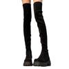 Botas adelgazantes por encima de la rodilla para mujer otoño e invierno 2023 nuevas botas negras de gamuza con tacón grueso y suela gruesa para mujer