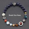 Serie Planeta Transfronterizo Pulsera de Piedra Natural Pulsera de los Ocho Planetas Cadena Elástica Joyería con Cuentas Accesorios de Regalo