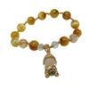 Pulseira com Cabeça de Buda Projetada para Mulheres Estilo Coreano Ins Pulseira de Cristal Olho de Tigre Dourado Círculo Único Moda Contas de Buda para Homens e Mulheres