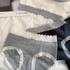 Ropa Interior de Algodón de Color para Mujer Estilo Japonés Cintura Media Talla Grande Estilo Francés con Encaje Algodón de Capa Amigable con la Piel Calzones de Cadera para Mujer