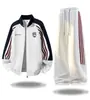 Traje Deportivo Casual de Retazos Rayados Estilo Americano para Hombre Otoño/Invierno Marca de Moda Set de Chaqueta Sudadera Cardigan con Cuello Alto