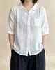 Nova Camisa Primavera/Verão 2026 Estilo Coreano Moda Casual Temperamento Cor Sólida Solta Manga Três Quartos Fina Proteção Solar Top