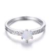 Anillo Elle Mosha Clásico de Seis Garras con Circonitas Micro-incrustadas Joyería Fina para Mujer Anillo Redondo de Ópalo Platino