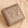Diseño de lujo de doble cara positivo y reverso, cadena para la clavícula de acero de titanio para mujer, collar con incrustaciones de diamantes y piedra ojo de gato, todo a juego, no se decolora