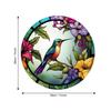 Colibrí redondo decorativo vidrio ventana flor pájaro planta flor vidriera sin pegamento removible pegatina ventana 11 pulgadas