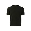 Camiseta Masculina de Verão Jacquard Cinza com Manga Curta, Estilo Americano, Fresca, de Alta Qualidade, com Design Estiloso e Caimento Regular nos Ombros