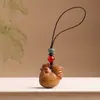 Sándalo Verde Tallado Gallo Dorado Cantando Pollo del Zodiaco Llavero Colgante Pareja Colgante Creativo Colgante de Cadena para Teléfono Móvil