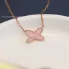 Nuevo Collar de Madreperla en Forma de Cruz para Mujer, Versión de Alta Gama Chapado en Oro Rosa de 18 Quilates, Cadena para Clavícula Completa de Diamantes en Forma de Cruz, Versátil y Elegante