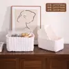 Cesta de almacenamiento tejida con cuerda de papel para generación transfronteriza, caja de almacenamiento para escritorio y mesa de café, cesta de almacenamiento para snacks y cosméticos, tejida de ratán