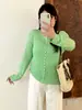 Cardigã de tricô fino simples com gola redonda para mulheres plus size, coleção outono 2026, roupas femininas tamanho grande, peça externa versátil e que emagrece 25061