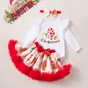 Conjunto de Vestido Navideño para Bebé Otoño e Invierno Mameluco de Manga Larga y Vestido Falda para Niñas Pequeñas Atuendo Navideño para Bebé