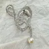 Pinza para el Cabello de Metal para Mujer, Pinza Tiburón de Lujo de Alta Gama, Pasador para Peinados Recogidos, Accesorio para el Cabello con Perlas para la Parte Trasera de la Cabeza