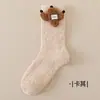 Meias de Coral Grosso Quentes para Outono e Inverno, Não Soltam Fiapos, com Boneco Cartoon, Cor Sólida, Fofas, para Dormir, Meia-Calça, Meias para Casa de Maternidade