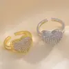 Anillo Exquisito Super Brillante de Circonita para Niñas, Lujo Accesible y Anillo de Apertura Ajustable de Gama Alta, Baño de Oro Real Simple