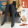 Leggings negros translúcidos transfronterizos, pantimedias negras forradas de lana para mujer, leggings de imitación semi-transparentes cálidos con pie