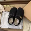 Zapatos de lana estilo coreano para mujer 2026 primavera y otoño zapatos cálidos de algodón zapatos peludos de suela plana para uso en exteriores en invierno, lindos y peculiares zapatos estilo Birkenstock