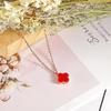 Colar de trevo feminino corrente de clavícula de verão novo ouro rosa estilo Mori frio estilo coreano joias de alta definição titânio aço nome quente