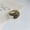 Anillo Cruz Floral Vintage para Mujer, Anillo Abierto Versátil Apilable con Acabado Envejecido, Anillo para Dedo Índice de Diseño de Nicho Tendencia