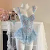Barbie sweetheart corsé de encaje dulce con estampado floral lencería push-up camisón sexy