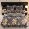 Conjunto de quatro peças de veludo de leite de alta gramatura conjunto de três peças de flanela quente de inverno saia de cama capa de edredom lençol de microfibra dropshipping