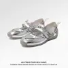 Sapatos de Ballet Funcionais Modelo Tendência 2026 Planos Esportivos Casuais Mary Jane Prata Sapatos de Ballet Rasos Slip-On