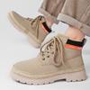 Botas Casuales para Hombre Primavera y Otoño Nuevas Botas de Ruibarbo de Suela Gruesa Punta Redonda Zapatos de Trabajo de Paja Trbottomyy