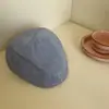Gorra de Lino Gris Retro con Visera para Mujer, Verano Casual, Versátil, Moderna, Gorra de Pico que Hace que la Cara se Vea Más Pequeña, Boina Artística