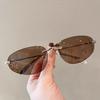 Gafas de Sol Estilo Americano Personalidad Y2K Forma Cóncava Montura Oversize para Mujer Mismo Estilo Celebridad en Línea Gafas Sin Montura de Alta Gama Fotografía Callejera Tendencia