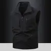 Novo Colete Masculino Grande Estilo Chinês para Exterior Primavera e Outono Jaqueta Casual com Bolsos, Colete Solto de Secagem Rápida Estilo Roupa de Trabalho
