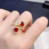 Anillo de Granate Rojo Natural Plata 925 Incrustado de Precisión con Granate Puro Piedra para Mujer, Piedra Principal 6*6mm