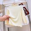Otoño e Invierno Nuevo Camiseta Base para Niños Modal para Hombre y Mujer Cuello Medio Alto con Orejas de Madera Top Combinable Encaje Manga Larga Trendy