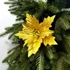 Flores de Natal Artificiais Novo Estilo Enfeites Pendurados Decorativos Feitos à Mão DIY, Suprimentos de Ambiente, Arranjos de Flores de Tecido Veludo, Decorações com Lantejoulas