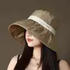 Chapéu de pescador de aba larga infantil verão proteção solar facial proteção UV ao ar livre praia viagem chapéu de sol de cobertura facial total moda