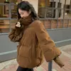 2026 Nova Jaqueta Puffer Feminina de Inverno Estilo Coreano Solta Grossa Quente Moda Veludo Cotelê Gola Alta Casaco de Algodão